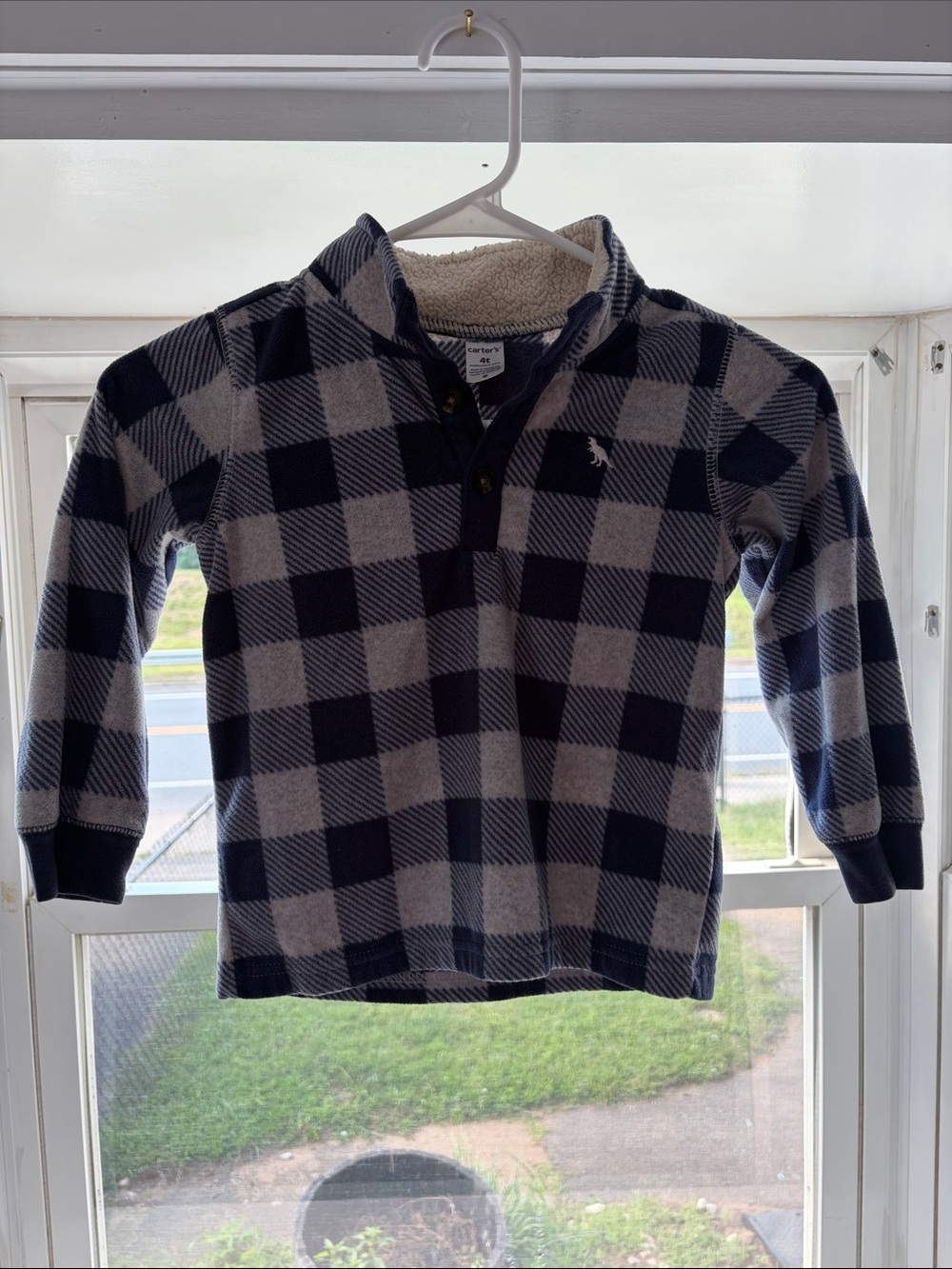 Carter's Navy and Gray Plaid Sherpa Pullover